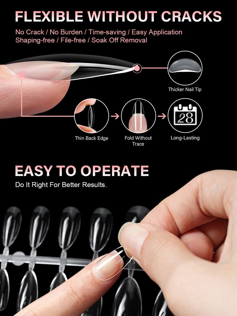 Aillsa DIY Gel Nail Kit - Almond 168pcs 14 sizes gel x Acrylic Nail Tips for Flat Nails with 5 Colors Gel Nail Polish, 3pcs nail brush pen, 15ml Strong Solid Nail Glue, Manicure Cutics Cosmetic