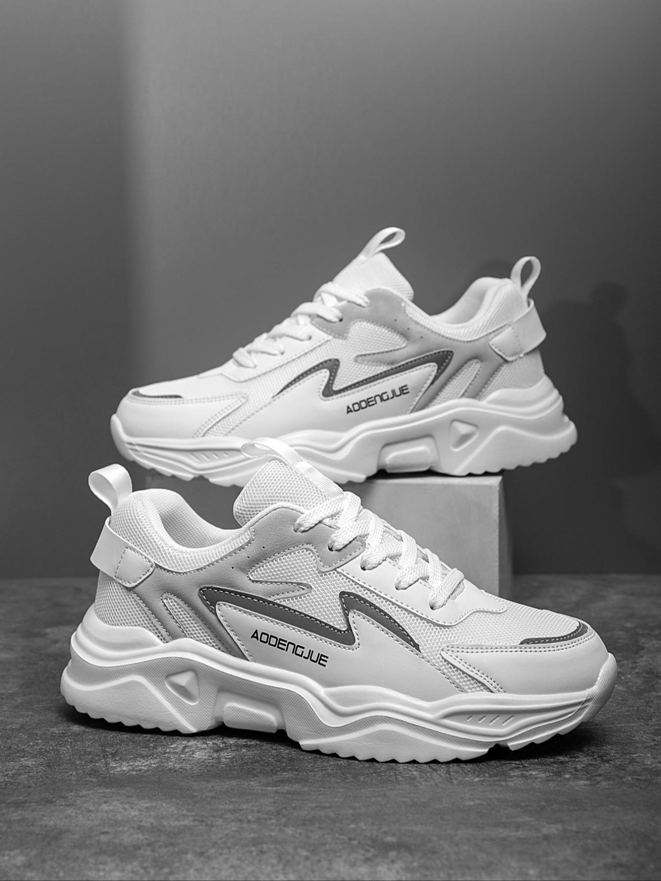 Men's Fashionable Patchwork Lace Up Low Top Sneakers, Casual Comfortable Sports Running Shoes, Trendy All-match Sneakers for Daily Wear