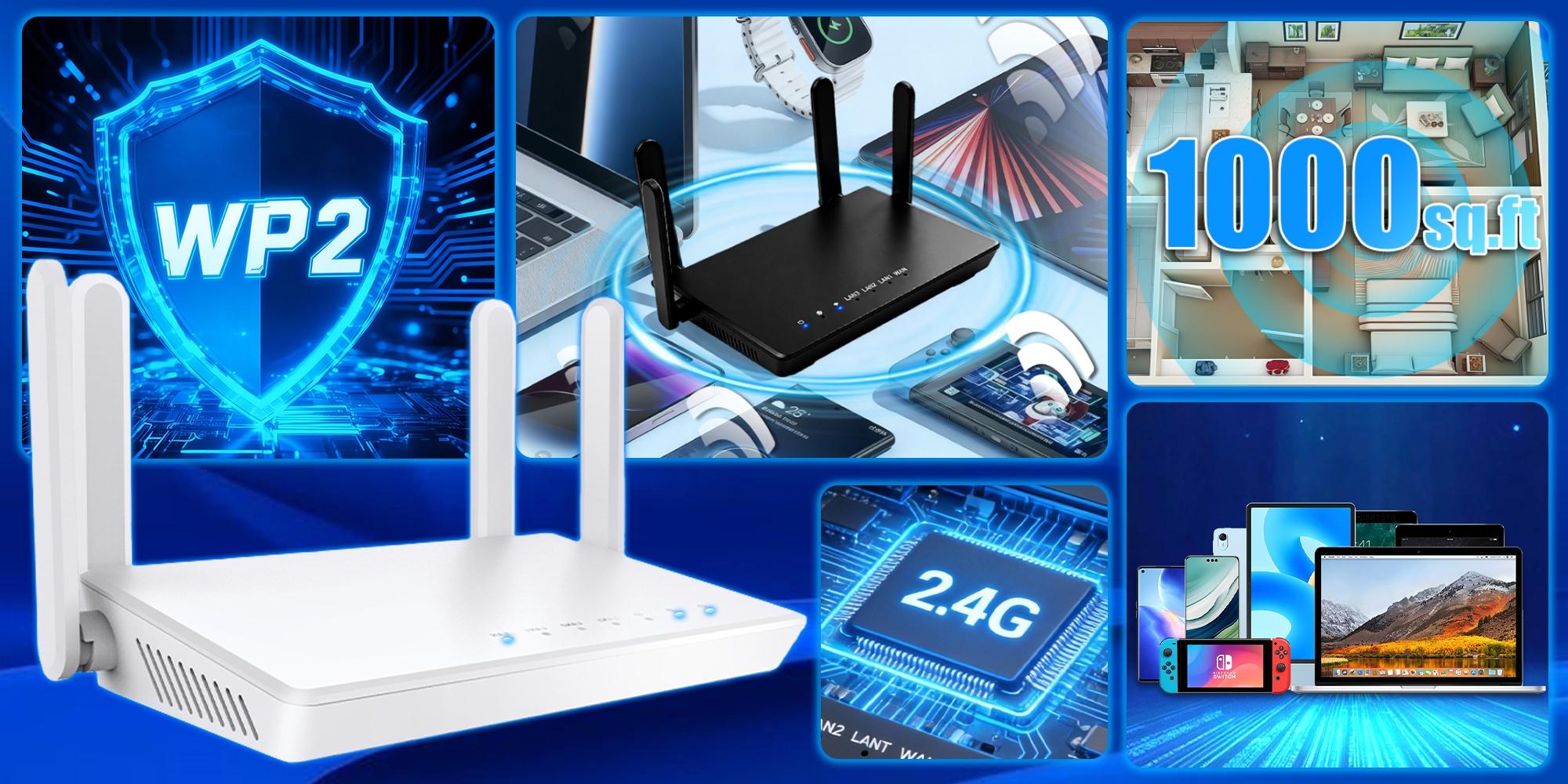 2026 WiFi Router with 4-Antenna, Whole Home Coverage up to 1,000 Sq. ft and 40 Devices, WPA2 Security, Wireless Router for Business & Gaming Computer, Easy Setup