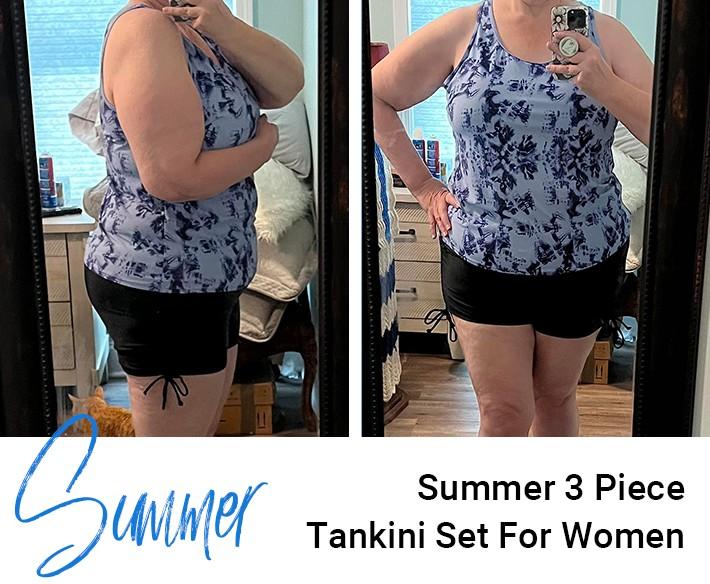 Holipick Women Three Piece Plus Size Tankini Swimsuits Tummy Control Bathing Suits with Sports Bra with Boy Shorts Holipick Women Three Piece Plus Size Tankini Swimsuits Tummy Control Bathing Suits with Sports Bra with Boy Shorts