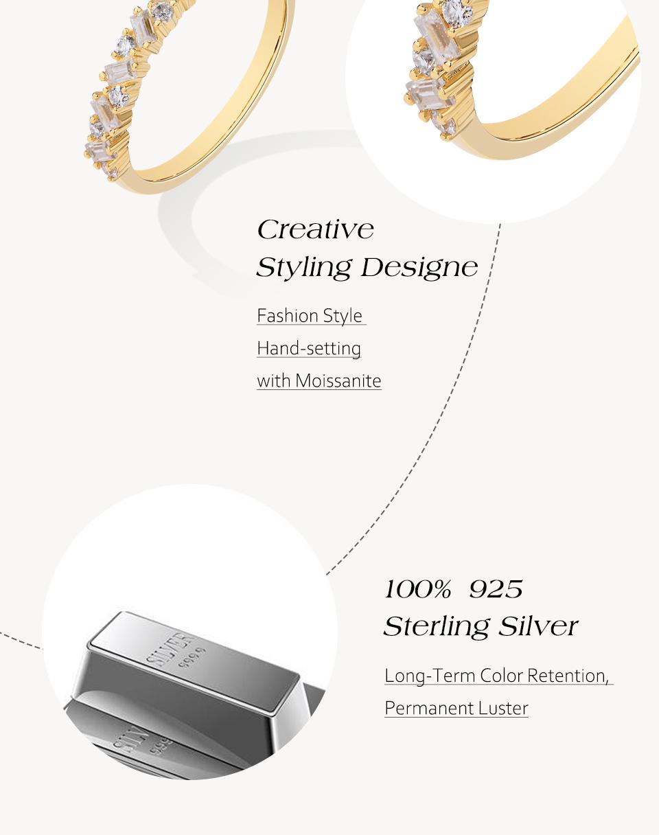 Sparkling Synthetic Moissanite Rings for Women D Color VVS1 Baguette Matching S925 Sterling Silver Wedding Band Engagement Jewelry Gift R224 SpringStatements