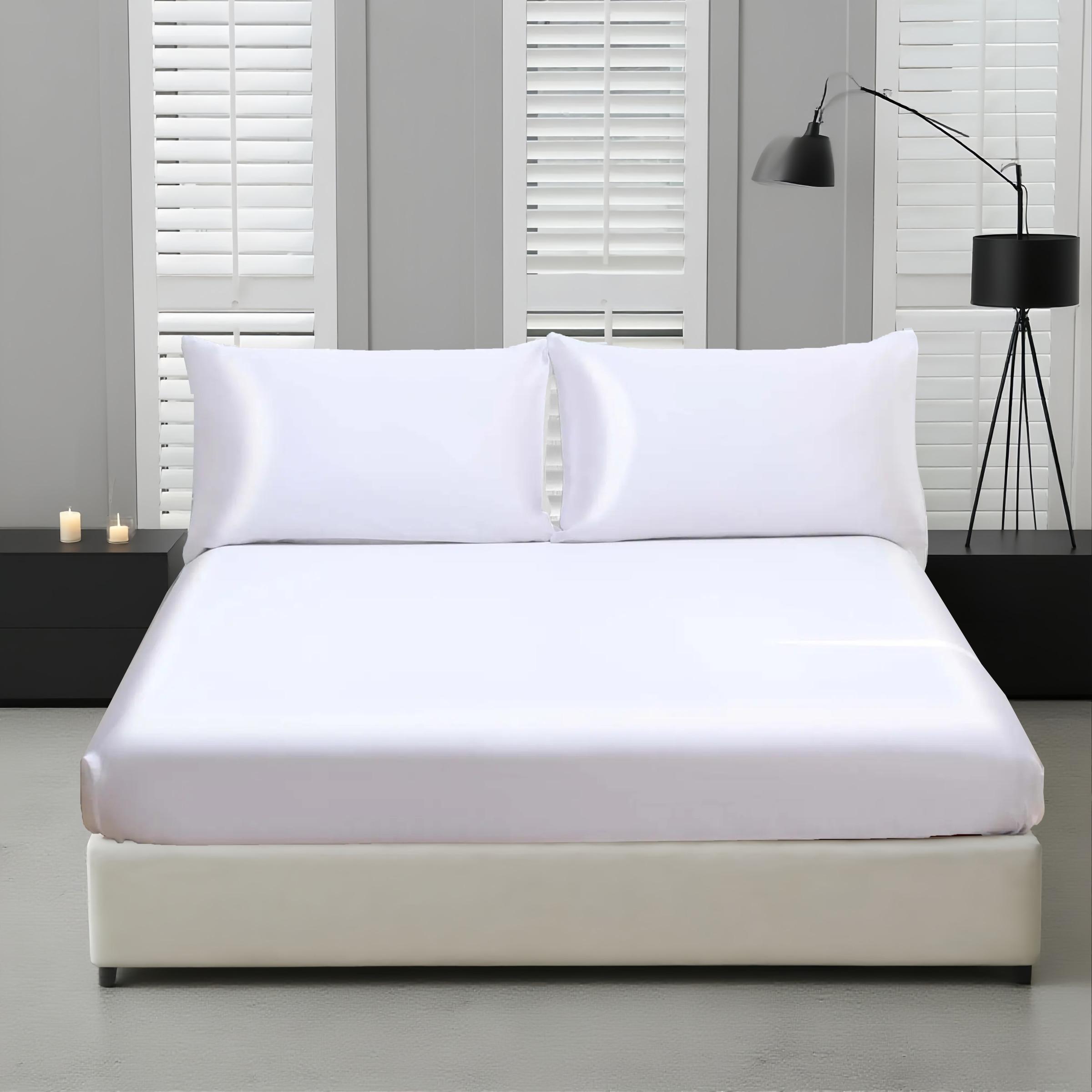 Silky Polyester Satin Bedding Set, Satin Bed Sheets, Soft Breathable Fabric, Perfect for Home Bedroom Dormitory Hotel Use, Valentine's Day New Year Gift Idea