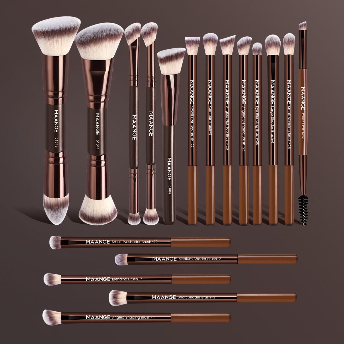 MAANGE 18pcs Professional Makeup Brushes Set, Brush Makeup Kit, Foundation Brush Contour Brush Concealer Brush Tapered Brush Nose Contour Brush Eyeshadow Brush Smudge Brush Detail Brush Eyebrow Brush Eyeliner Brush, Perfect Gift for Beauty Enthusiasts