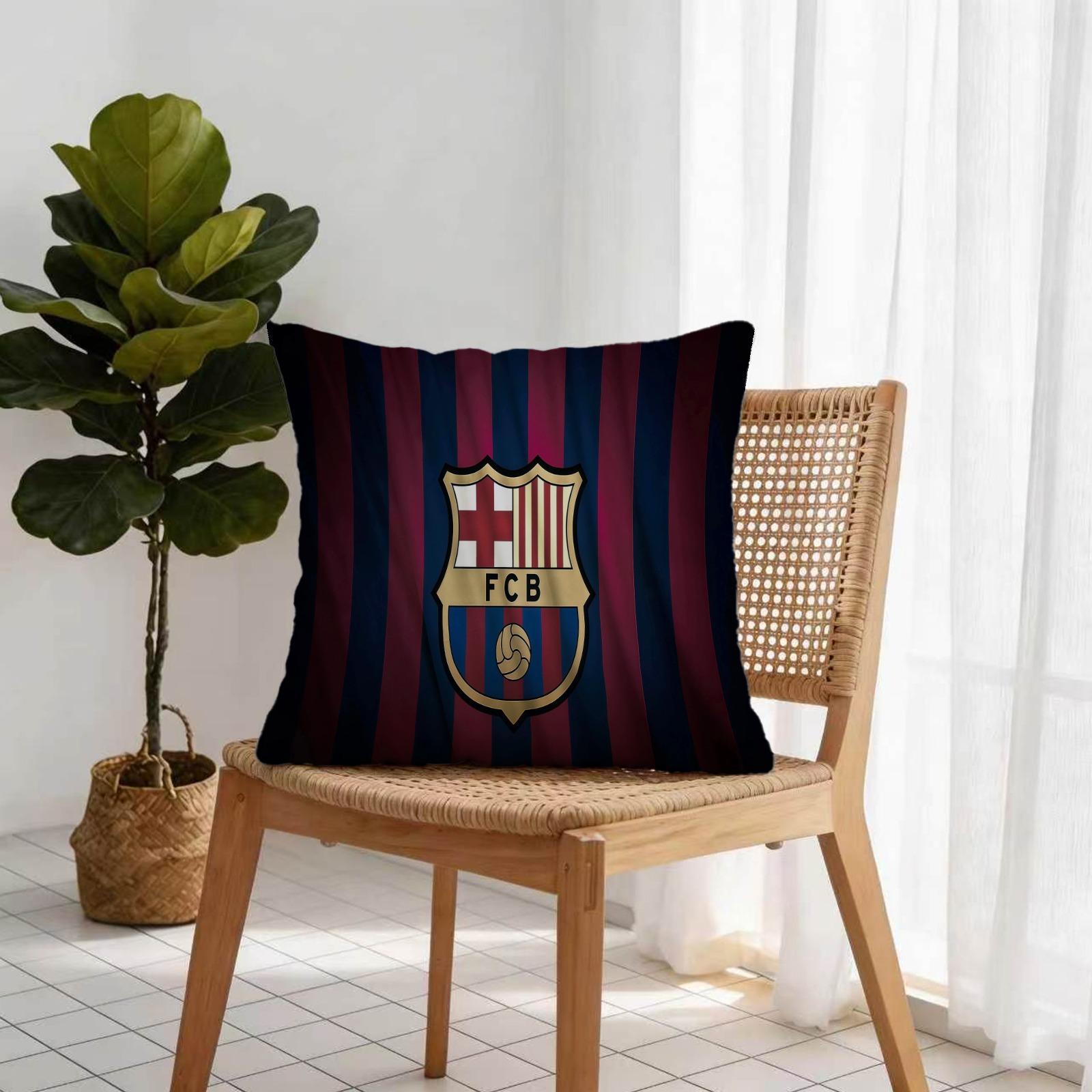 18x18 Inch Soccer Club Throw Pillow, Red Blue Striped Sport Team Decorative Cushion, Football Fan Sofa Bed Living Room Decor, Ideal Gift for Soccer Fans Teens Adults Men
