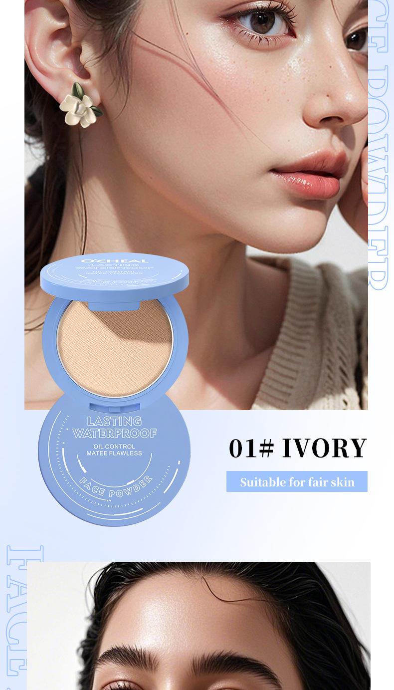 Matte Soft Focus Setting Powder & Pressed Powder, Water Resistant Natural Coverage Makeup, 3 Shades Easy Application for Daily Office Makeup, Soft Focus Finish