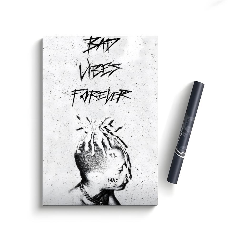 XXX-Tentacion Rock Rapper Music Albums Cover Skins Poster Self-Adhesive Waterproof Art Sticker, Aesthetic Minimalist Wall Poster for Coffee Shop, Bar & Home Room Decor