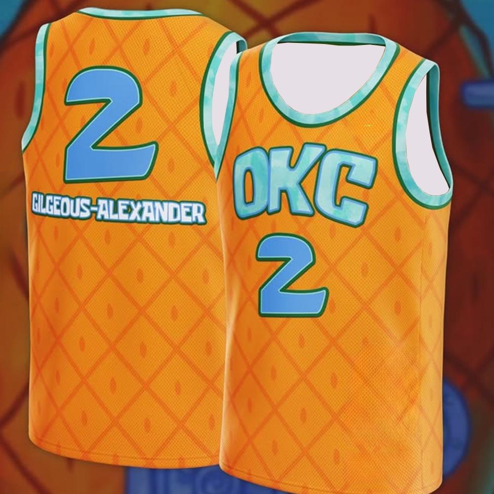 American Basketball Jersey Shai Gilgeous Alexander #2 Ice Blue Lightning Print Breathable Mesh Sleeveless Sports Top