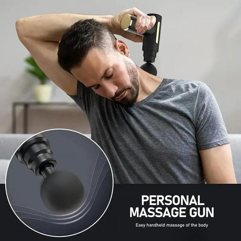 Portable 4-in-1 Massage Gun, Neck Shoulder Relaxer, 6-Speed Vibration Adjustment, Handheld Electric Massager Tool, Ideal Gift for Men and Women