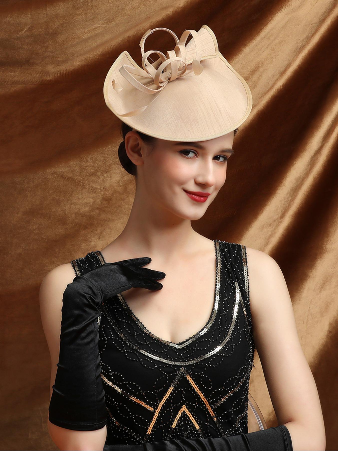 1PCS Women's Mesh Fascinator Hat with Wave Dot Decoration, Floral Feather Hair Accessory, Wedding Cocktail Party Headwear