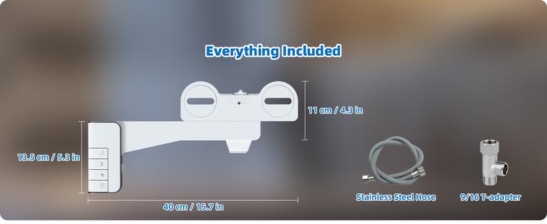 Hibbent Bidet Attachment for Toilet, Non-Electric Dual Nozzle for Frontal & Rear Wash, Adjustable Water Pressure Control, Fresh Water Bidet Toilet Seat, Self Cleaning Water Sprayer, Matte Black