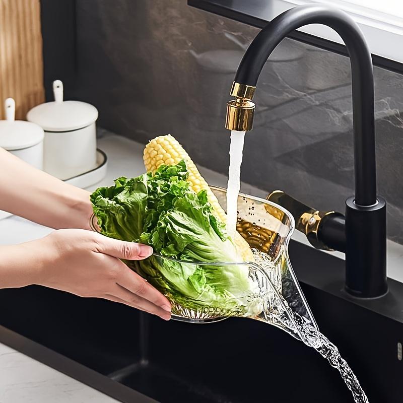 1pc Multi-functional Internet Celebrity Drain Basket, Kitchen Utensils Vegetable Washing Basket Multifunctional Vegetable Washing Basin, Washing Fruit Drain Basket, Creative Self-contained Water Drain Basin for Restaurant