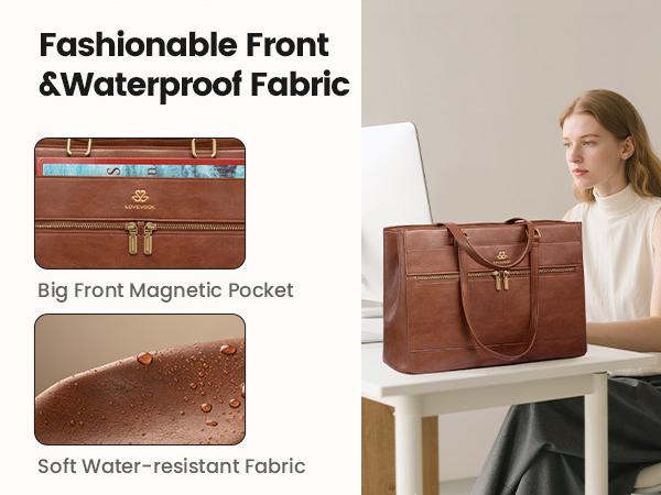 【NEW IN】LOVEVOOK Laptop Bag for Women,15.6 Inch Vintage Work Tote Bags for Women,Leather Teacher Bag,Large Handbag Computer Briefcase