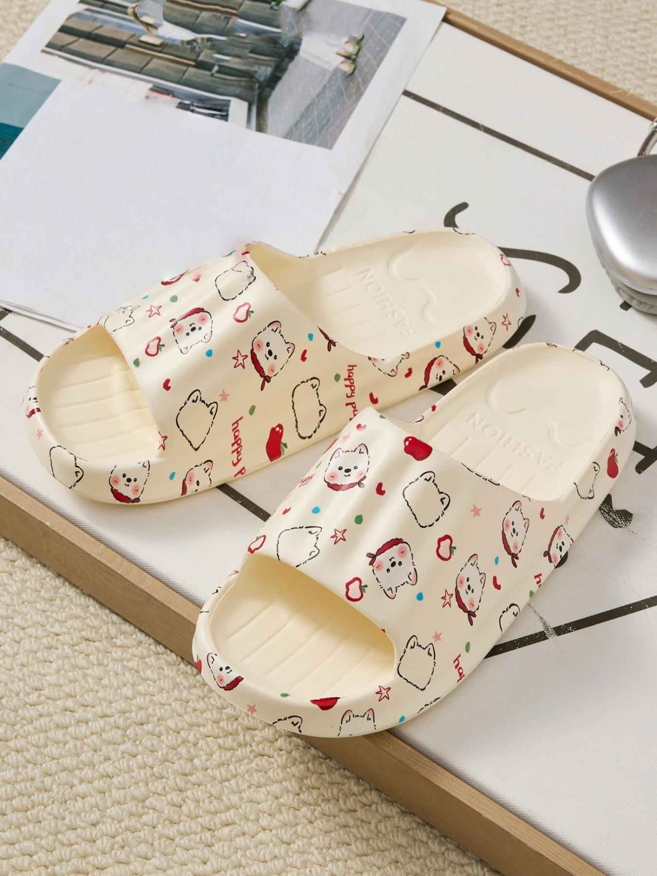 Cartoon Puppy Print Slippers, Comfortable Indoor Casual Shoes, Cute and Versatile, Perfect Gift Idea, Creative Design, All Seasons