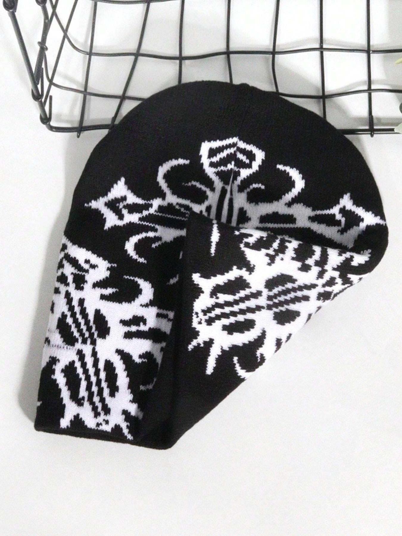 Y2k Harajuku Multi Element Pattern Men's and Women's Winter Warm Rock Hip Hop Fashion Knitted Hat