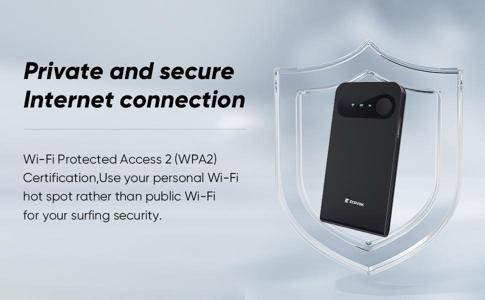 ECOVOX Wireless WiFi Hotspot, 4G LTE Pay-as-You-Go Portable Internet Device, No SIM Card/Contract, Auto Network Switching, 1-Port Single-Band, 9 Connectable Devices, Free 1GB Local Data for Campers, Outdoor Use