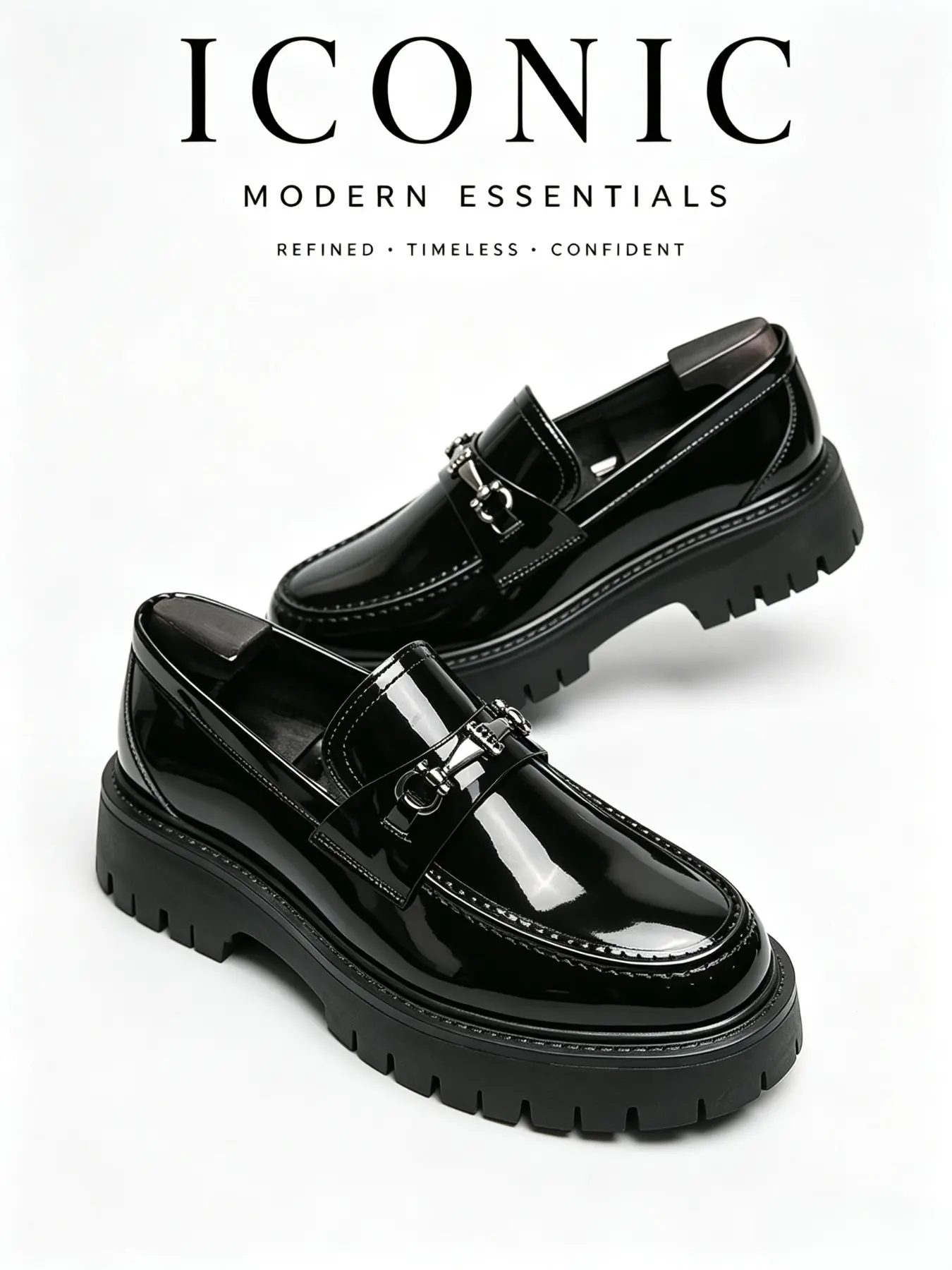 Men's Loafers Thick Sole Height Increase Casual Comfort Large Size Formal Shoes, Round Toe Slip-On Business Leisure Commute Wedding Dress Shoes