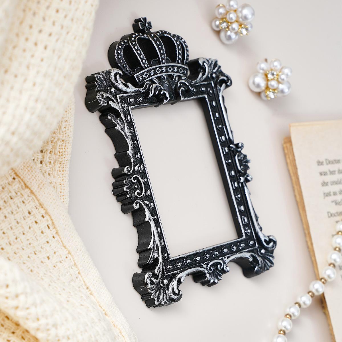 French Silver-Trimmed Mini Frame, Resin Desktop Decor, DIY Craft Accessory, Home Decoration, Wedding, Party, Holiday Decor