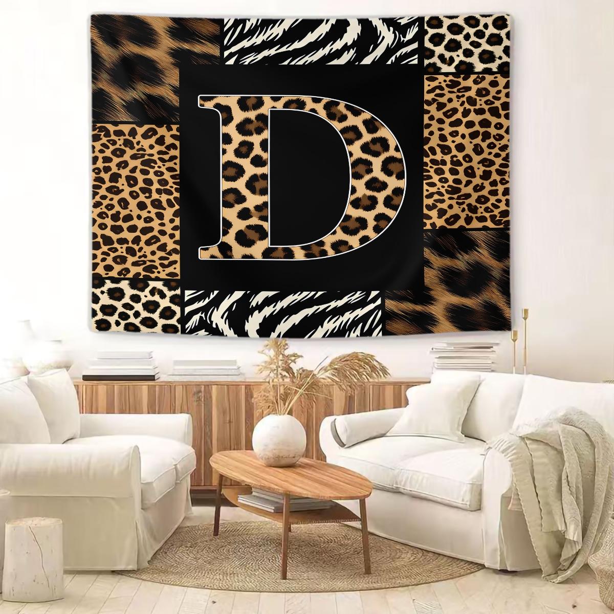 Animal Print Monogram Wall Tapestry, Leopard Zebra Tiger Initial Wall Hanging for Bedroom Dorm, Home Decor Gift for Animal Lovers Animal Print Monogram Wall Tapestry, Leopard Zebra Tiger Initial Wall Hanging for Bedroom Dorm, Home Decor Gift for Anim