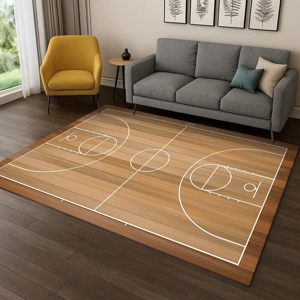 Basketball Court Flannel Area Rug - Realistic Sports Court Print Soft Mat for Living Room, Non-Slip Basketball Lover Home Decor#BasketballCourtRug #SportsCourtMat #BasketballLoverDecor #GameRoomCarpet #NonSlipFlannelRug