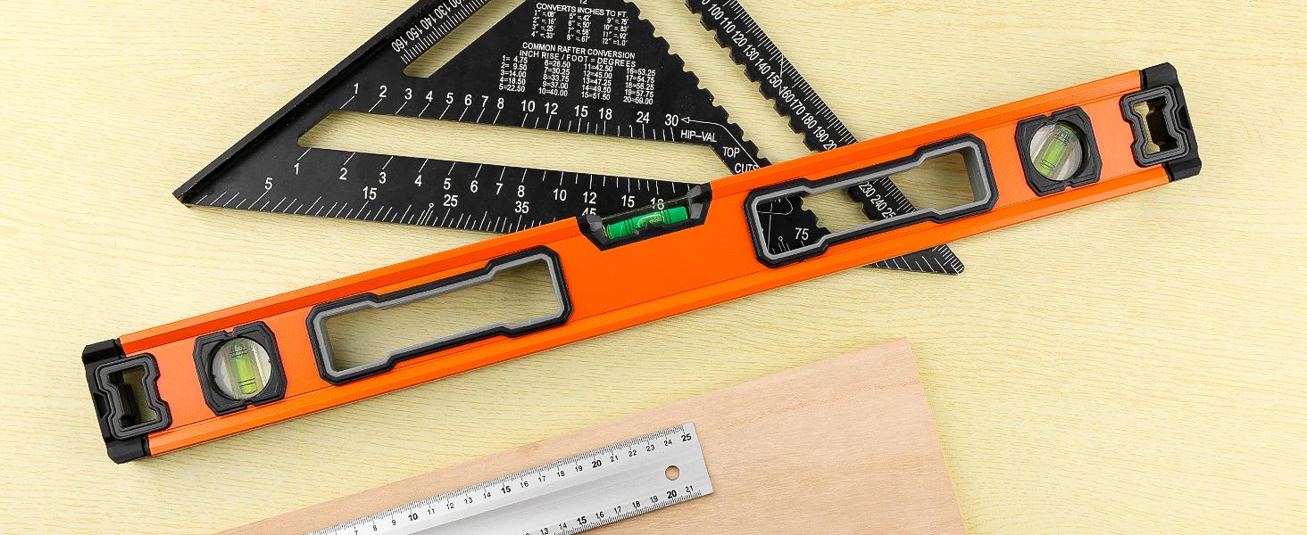 5-Piece Spirit Level Set, 10", 16", 24", 32", 48" Level Set with Magnetic Torpedo Level, 45 ° /90 ° /180 ° Bubbles Measuring, Aluminium Alloy Levels with Carrying Bag