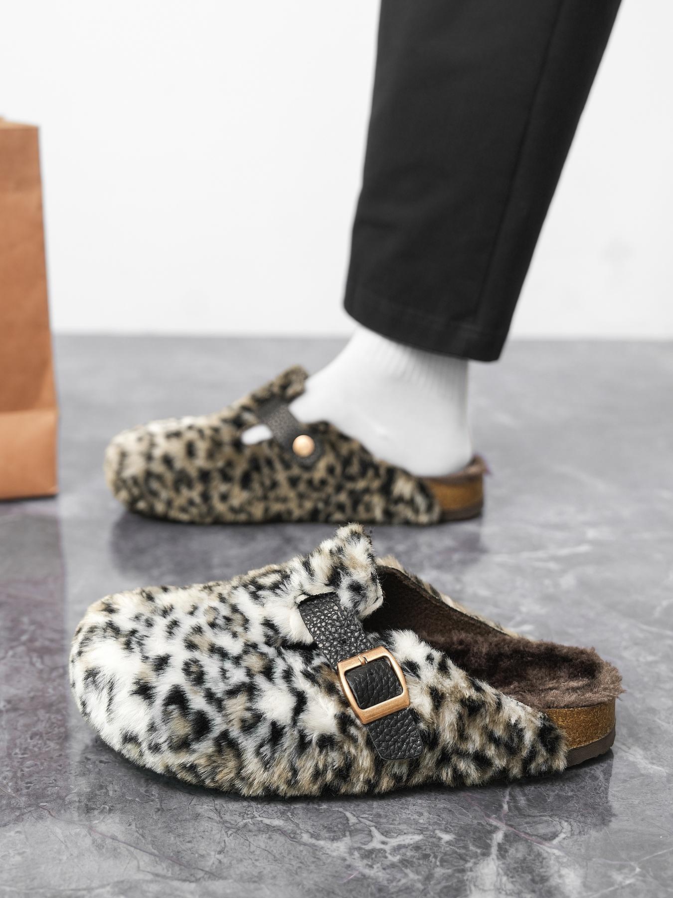 Women Men High-Quality Faux Fur Mules, Fur Slides, Classic Animal Pattern, Wide Fit Leopard Design, Perfect Holiday Gift, Warm Winter Shoes