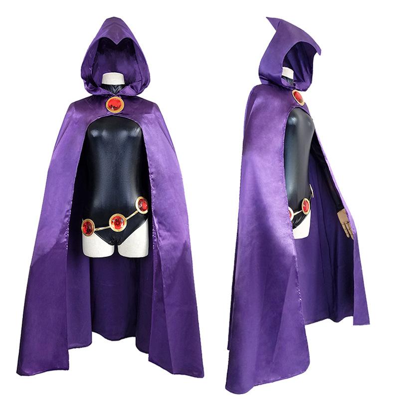 Women's Teen Titans Raven Cartoon Character Cosplay Jumpsuit with Purple Cloak & Belt, Halloween Easter Garment for Girls (Toys & Hobbies DIY Specialty Supply)