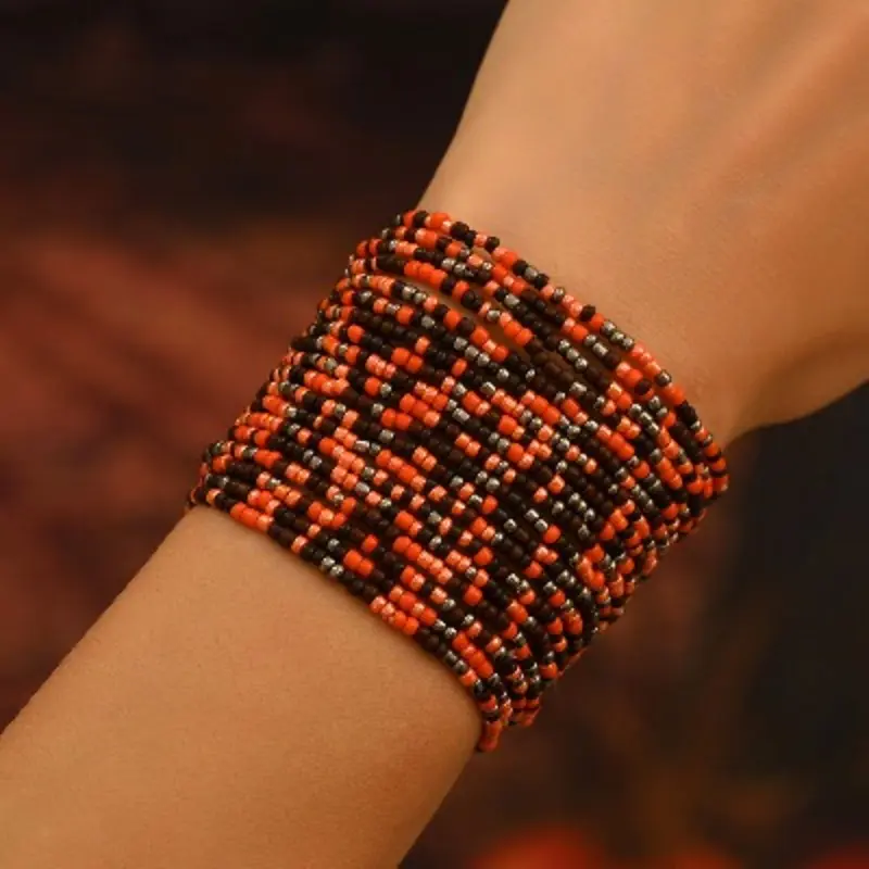 Set of 70Pcs Spooky Halloween Seed Bead Stretch Bracelets,  Perfect Party Costume Jewelry Accessories for Women Men