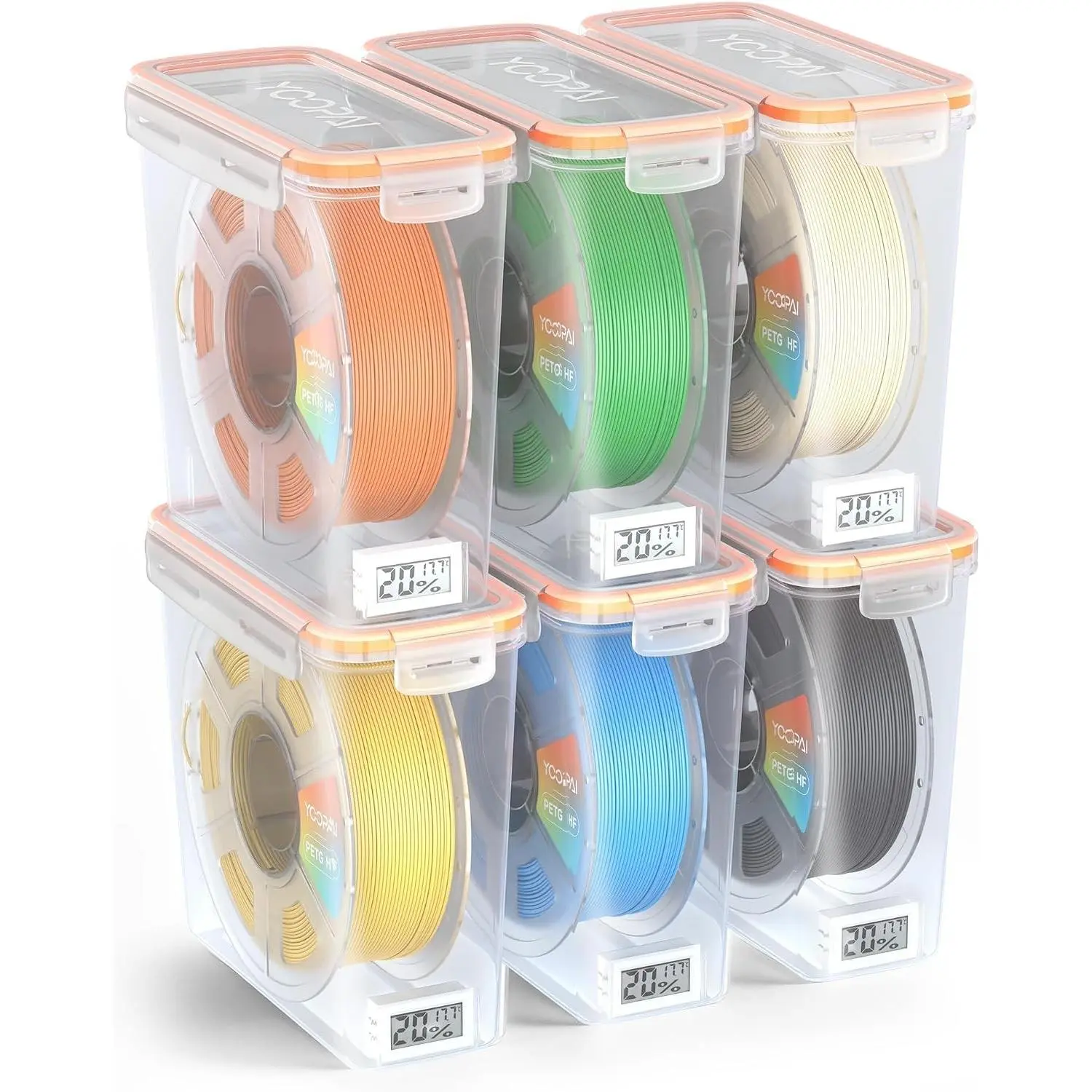 Pro Filament Storage Box with Temperature & Humidity Monitor, Airtight Filament Storage Container with Desiccant for 1KG 1.75mm PLA ABS PETG TPU, Single Spool 3D Printer Filament Storage Box(6)
