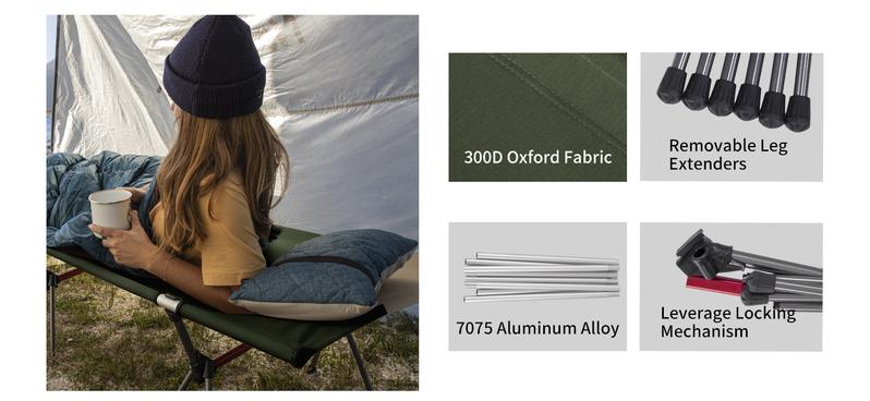 Naturehike ArmyWild Folding Camping Cot,Ultralight Backpacking Bed with Adjustable Height,Portable&Durable Aluminum Frame for Camping,Hiking&Home Outdoorfun camping accessories dealsforyoudays
