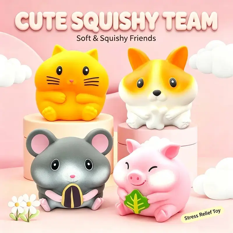 New Animal Cat Squeeze Stress Relief Toy Cute Cartoon Slow Rebound Fun Pop It Prank Vent