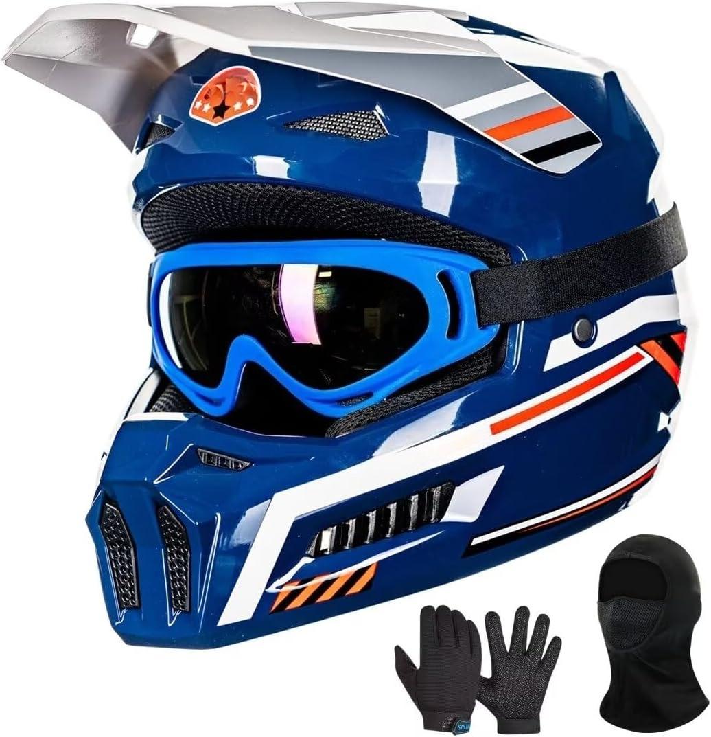 Youth Dirt Bike Helmets Kids ATV Helmet Motorcross BMX Off Road Motorbike with Goggles Gloves Mask DOT Model MT601Y (Matte Black, Youth-Large)