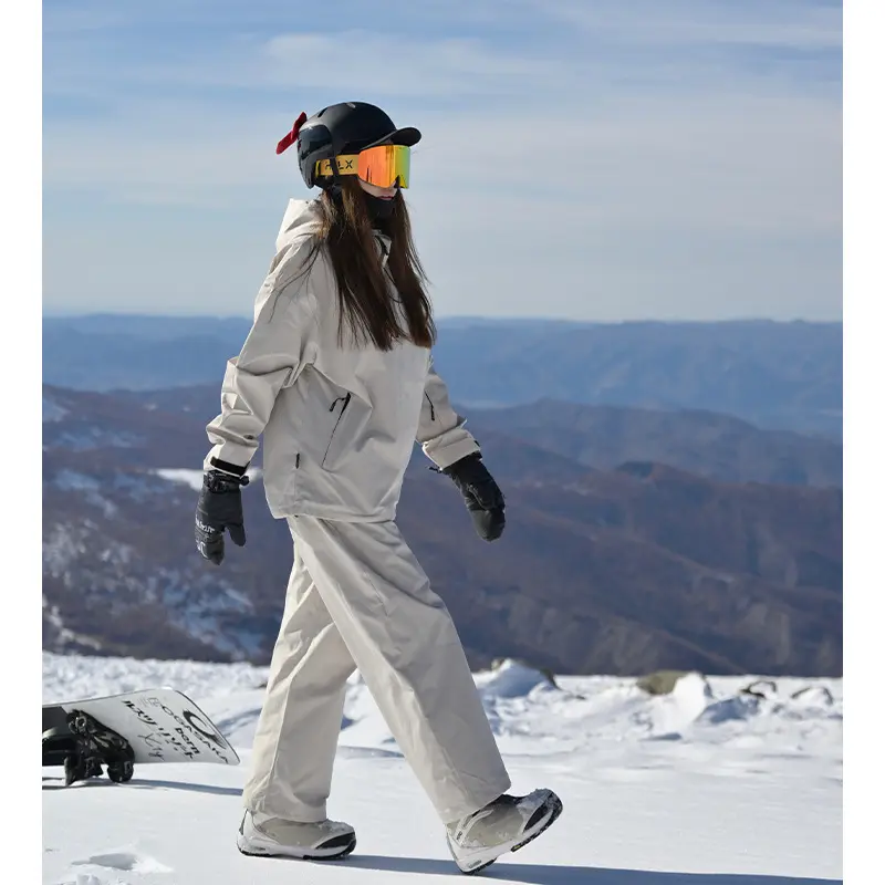 Unisex 2-Piece Solid Color Ski Suit Set - Windproof, Water-Resistant, Warm Mountaineering Jacket Set for Couples