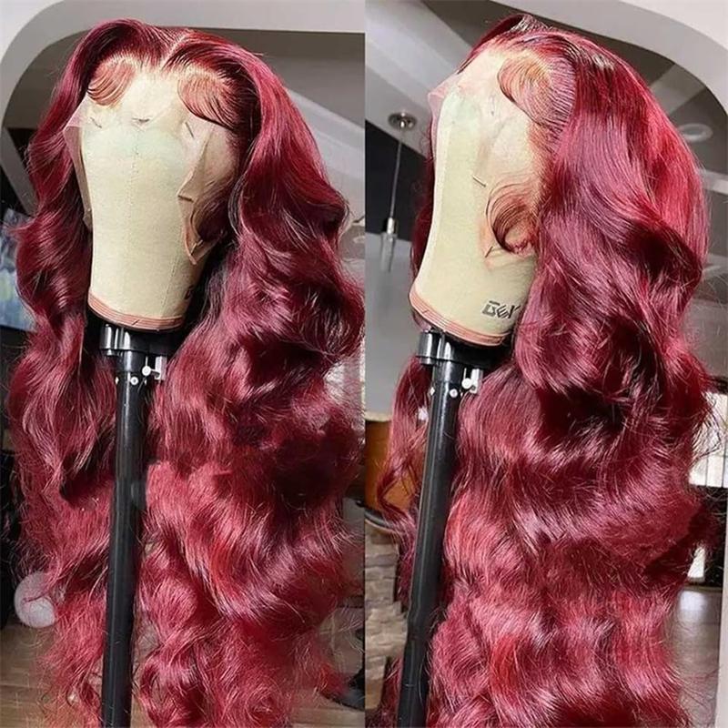 Bling Hair 30 32 inch Burgundy Color Hd Transparent 13x4 Lace Frontal Wig For Women 180% Density 13x6 99J Lace Front Brazilian Remy Wigs