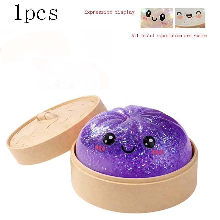 Glitter Dumpling Squishy with Box, Soft Sensory Squeeze Toy for Stress Relief, Mystery Glitter Dumplings, Decompression Dough