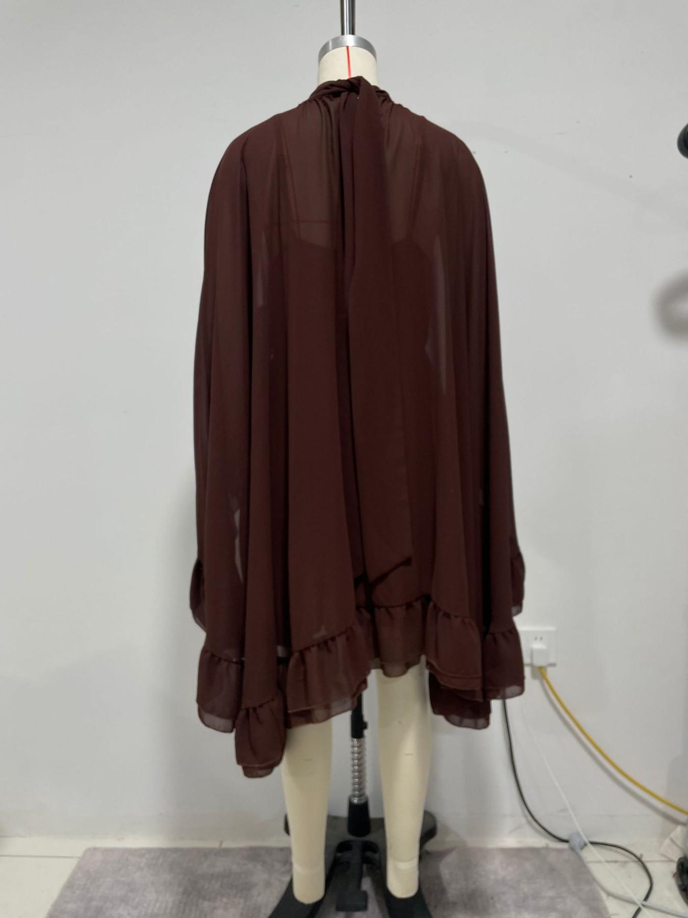 Ocean Style Spring Summer New Elegant Chiffon Dress with Layered Ruffles Fashion Inner Tank Two-Piece Set for Casual Wear Womenswear Basic Womenswear Basic Minimalist