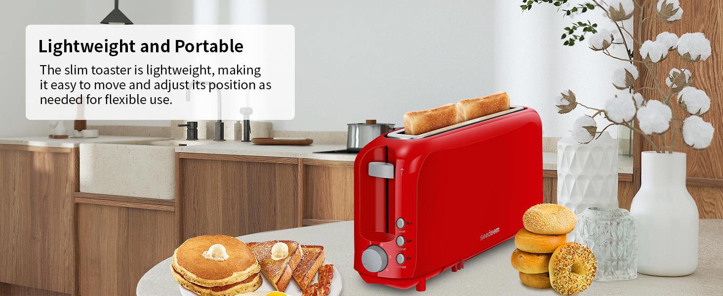Fits-anywhere Kitchenware Slice Slim Toaster 6 Setting Shade Control with Cancel & Reheat & Defrost Removable Crumb Tray 750 Watt Household Appliances Toastie Maker tiktokshopspringglowup