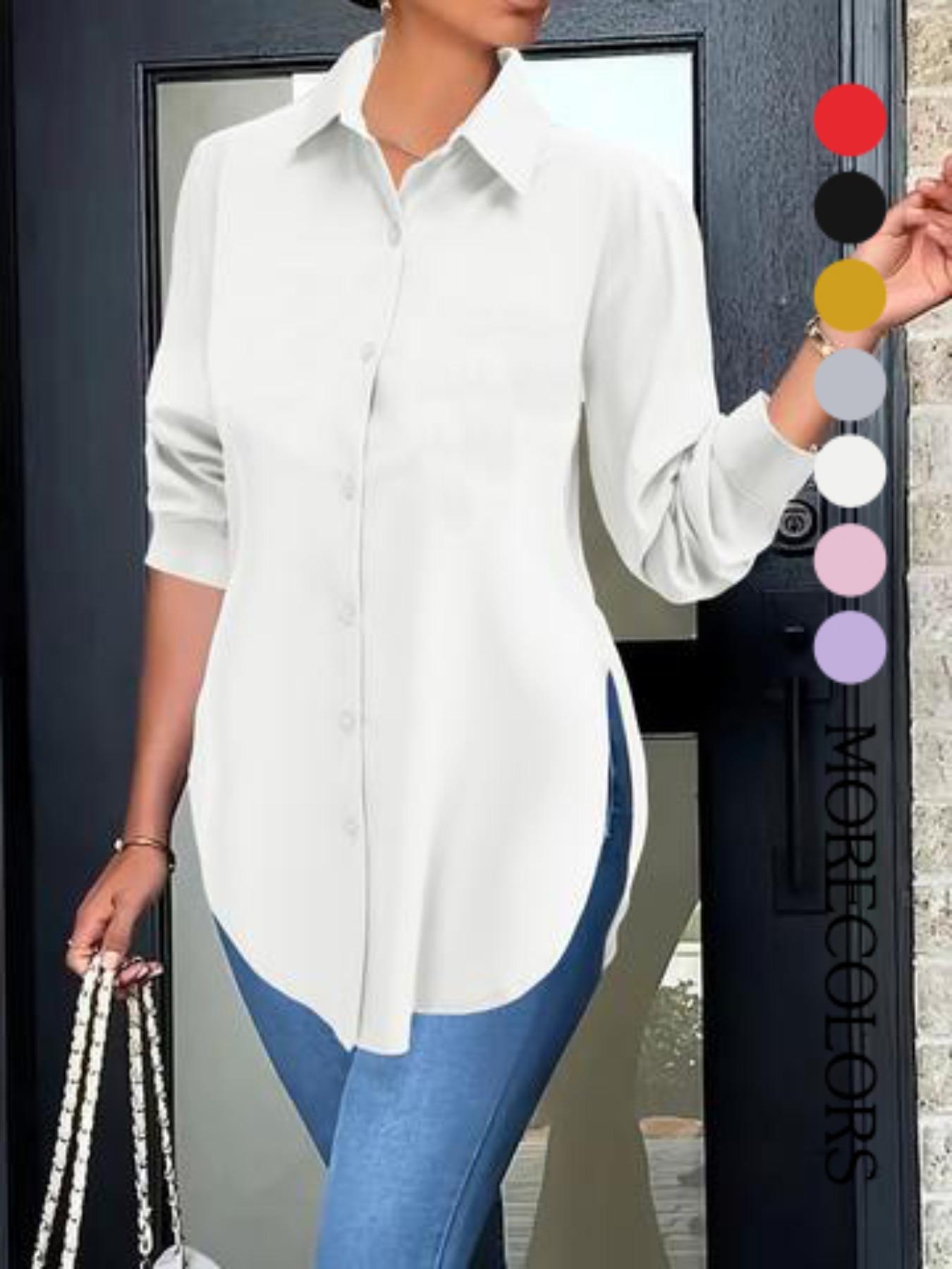 Elegant Fashion Women's Long Sleeve Shirt, Fitted Outer Shell, Moderate Fabric Thickness, Casual Style, Spring & Fall Wear