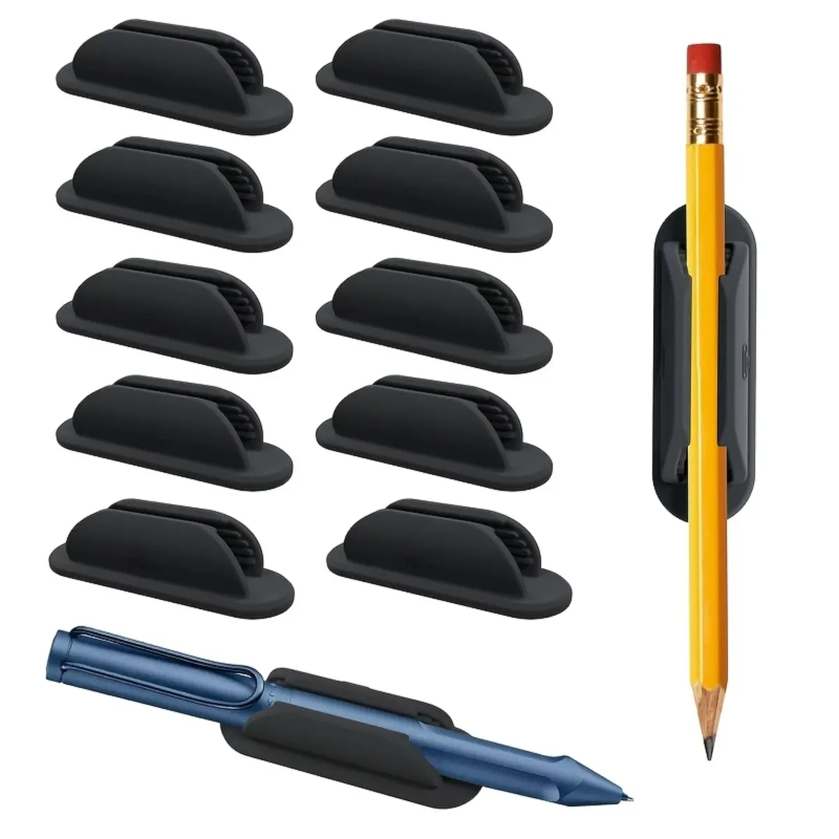 Self Adhesive Silicone Pen Holder Desk Organizer Flexible Elastic Marker Pencil Holder Clip Multi Use Wall Mount Pen Rack for Office Classroom School Teacher Supplies Student Stationery Storage Neat Counter Stand Holder