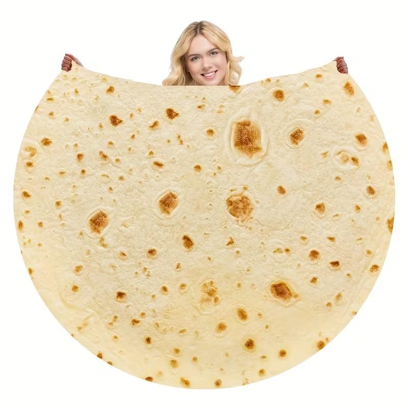 Mexican Fun Tortilla Wrap Blanket, Adult Pet Size Birthday Gift, Soft Cozy Flannel Corn Tortilla Blanket, Flannel Blankets, Round Beach Towel/picnic Blanket, Throw Blanket