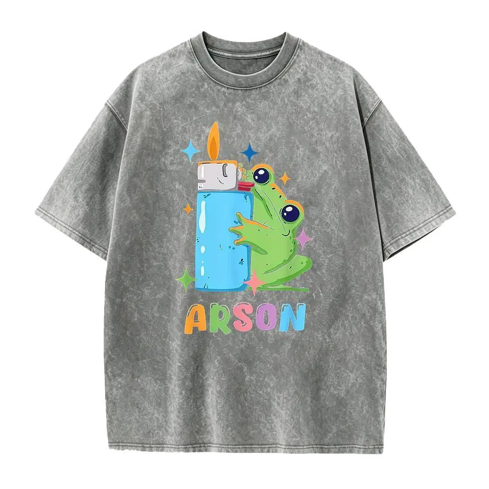 Men's Short-Sleeve Casual Cotton Fabric Seamless Funny Arson Frog Matchstick & Flames Graphic T-Shirt - Soft Breathable Black Tee, Pyro Comic Design Costume Outfit (S-XXXL), Perfect Gift for Dark Humor Fans