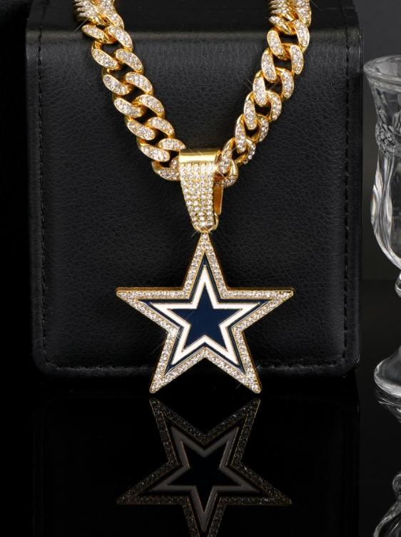 Blue Star Pendant Necklace, High Fashion Sports Fan Jewelry, Perfect Gift for Football Enthusiasts & Athletes, Trendy Accessory