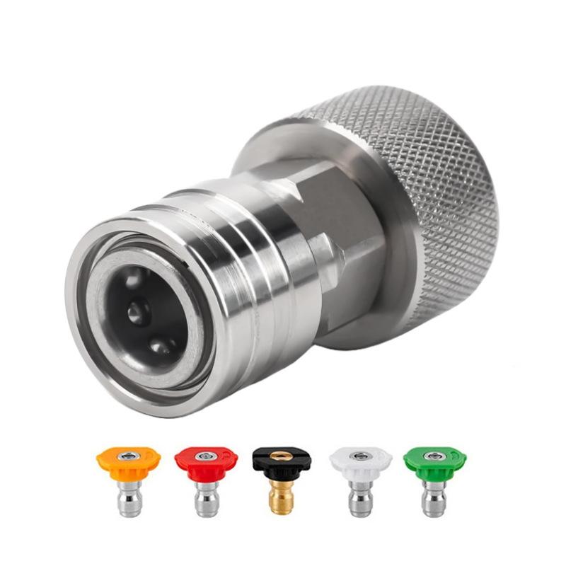 Hose to Pressure Washer Adapter, 3/4" GHT to 1/4" Quick Connect, Hose to Power Washer Connector,Stainless Steel Construction for Car Wash Nozzle and Sprayer Attachment