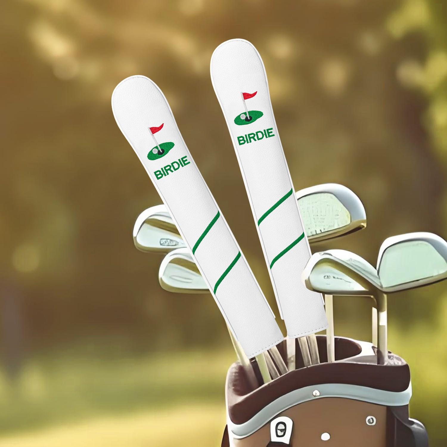Exquisite Embroidered Golf Alignment Stick Cover, Premium PU Material, Durable & Comfortable Grip, Fits Most Golf Sticks, Ideal for Golf Training