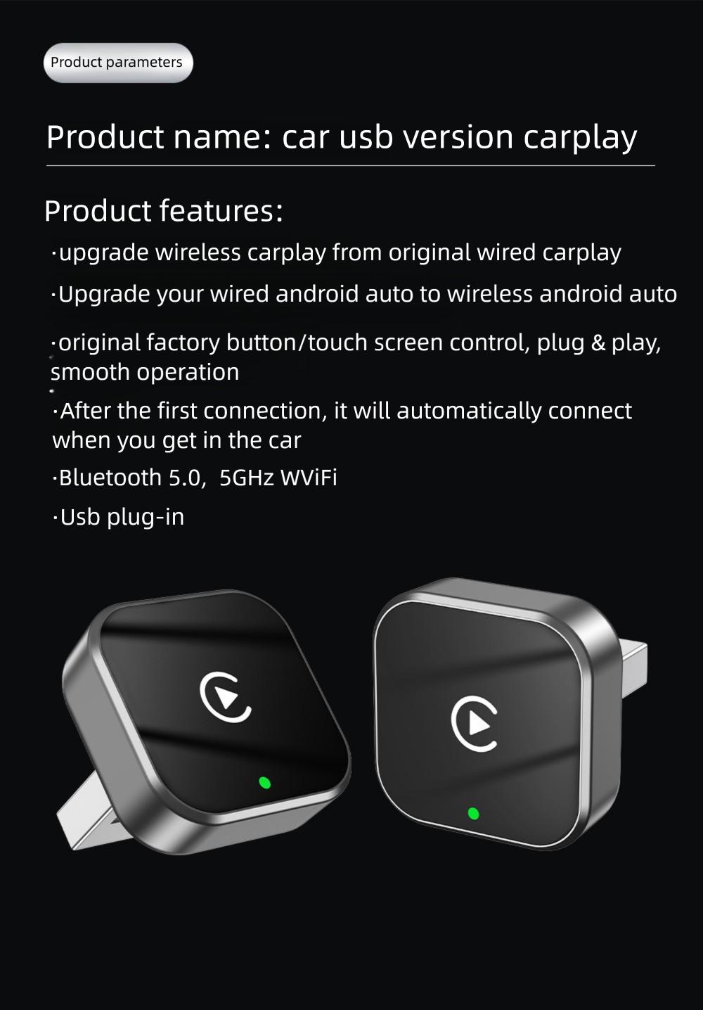 2in1 Wireless CarPlay & Android Auto Adapter, 5GHz Plug & Play Wired to Wireless Car Converter