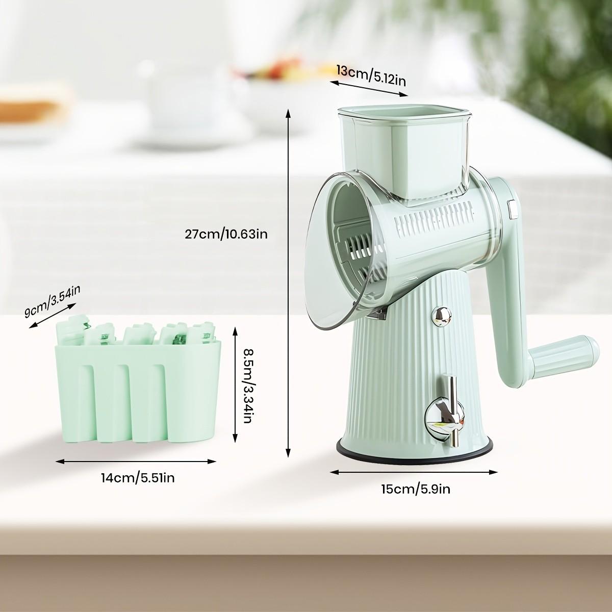 Rotary Cheese Grater with Handle, 1 Set Kitchen Round Mandoline Vegetable Slicer with Interchangeable Blades, Kitchen Gadgets, Easy To Clean Rotary Grater Slicer, Utensils