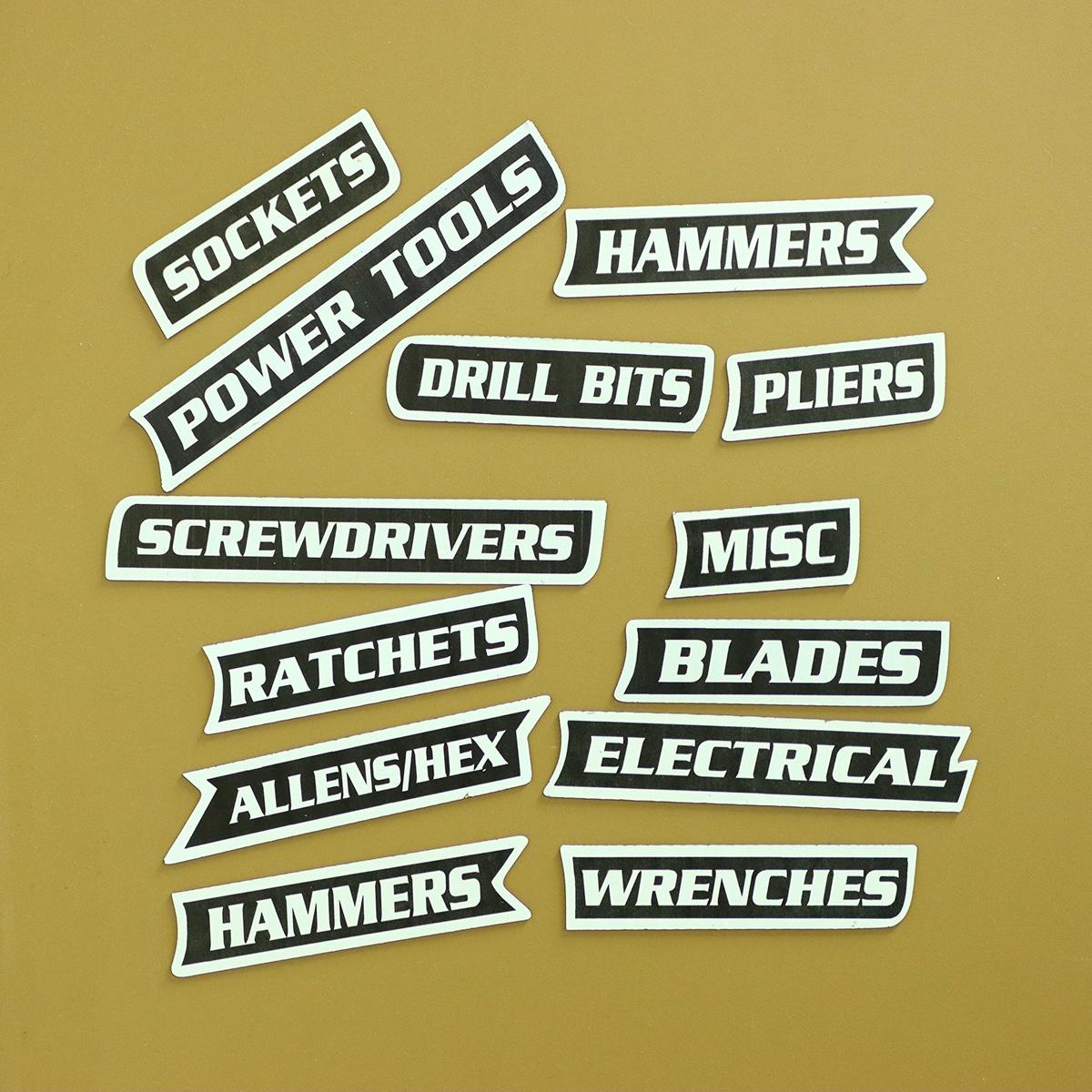 Pack of Magnetic Toolbox Labels Set, Reusable Labels, Practical Tool Box Tags for Home Daily Use, Small Hanging Decorations, Essential Organizing Tools