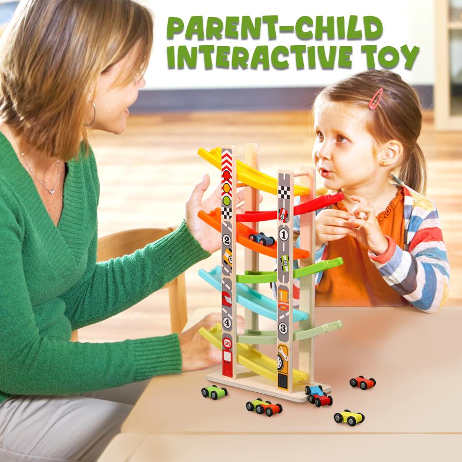 EDUTREE Toddler Toys Wooden Car Ramp Racer Toy Vehicle Set with 7 Tracks Mini Cars Race Tracks Montessori Inspired Gift for Boys Girls Play Playset Tricycle EDUTREE Toddler Toys Wooden Car Ramp Racer Toy Vehicle Set with 7 Tracks Mini Cars Race Tracks Montessori Inspired Gift for Boys Girls Play Playset Tricycle