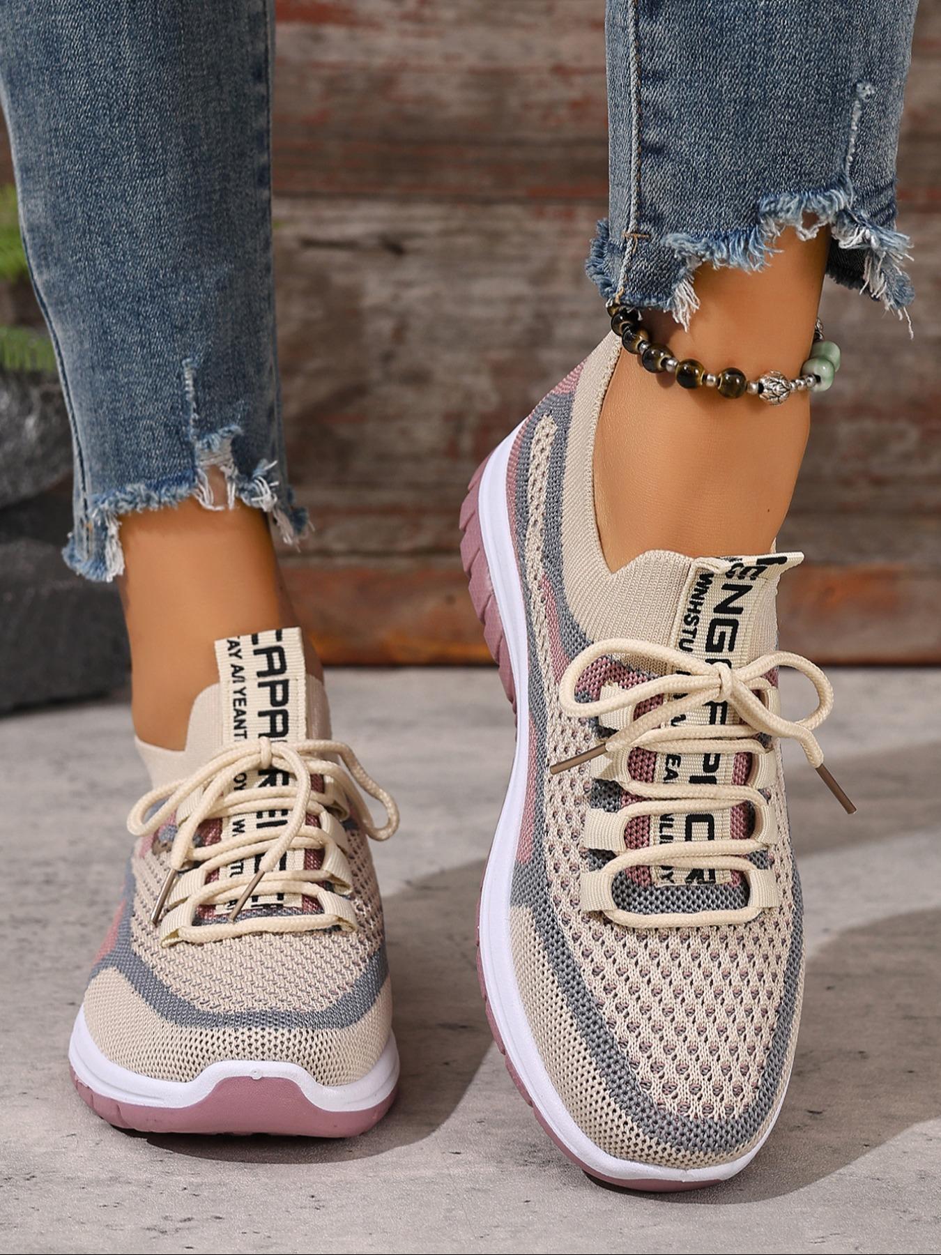 Women's Casual Sports Shoes, Large Size New Lightweight Soft Sole, Outdoor Comfort Anti-Slip Walking Shoes, Daily Lace-Up Low Top Running Shoes