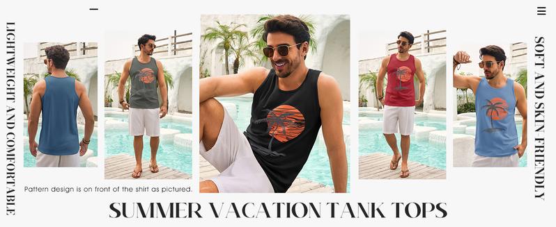 Runcati Mens Sleeveless Tank Tops Workout Gym Shirts Palm Tree Vintage Style T-Shirt Runcati Mens Sleeveless Tank Tops Workout Gym Shirts Palm Tree Vintage Style T-Shirt