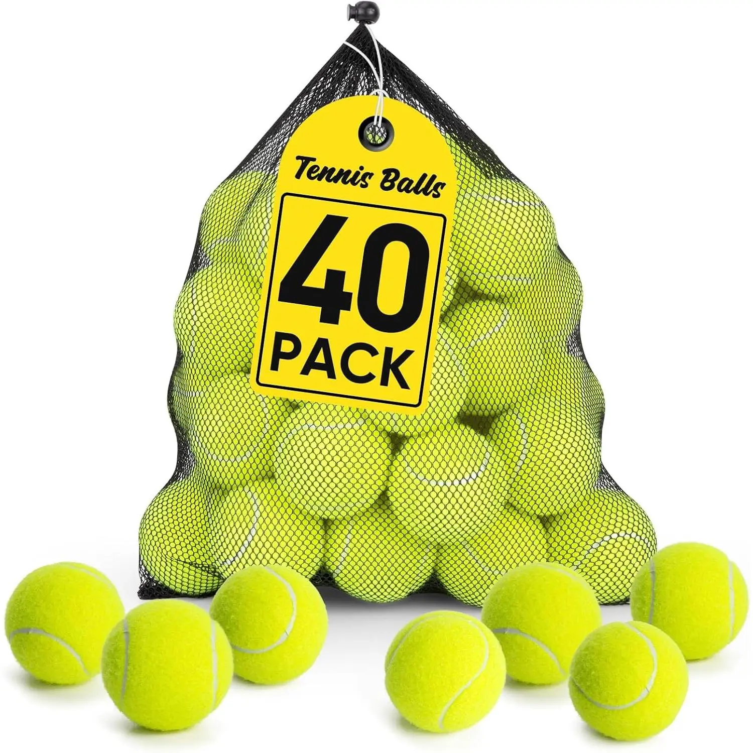 16/30/40/60/80 Pack Tennis Balls with Portable Mesh Bag - High Elasticity Durable Bounce Training Balls for Dogs and Beginners, Bulk SetGift